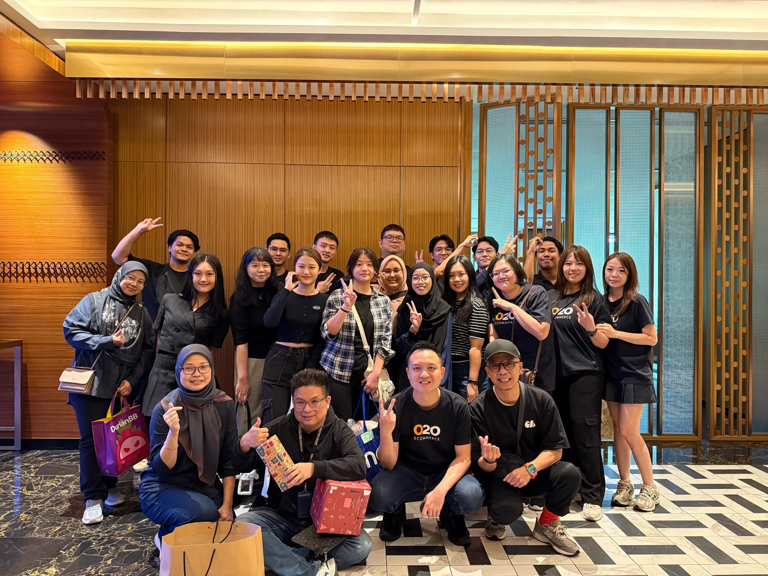 O2O Digital team group photo at a company dinner