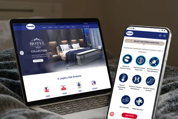 Dunlopillo website designed by O2O Digital