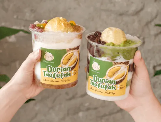 Durian Taufufah dessert cup packaging, designed by O2O Creative