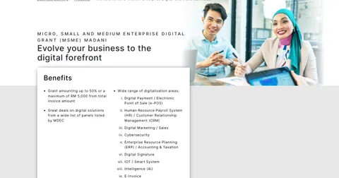Screenshot of BSN's MSME Digital Grant MADANI page