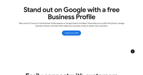 Screenshot of Google's Business Profile sign-up page
