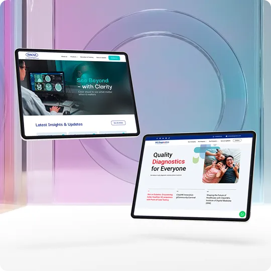 Innova Bio-Medical group websites on desktop and tablet, developed by O2O Digital