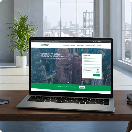 EzyOffice website on a laptop