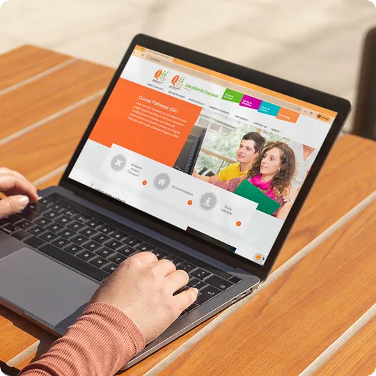 Queensland International Study Group website on a laptop