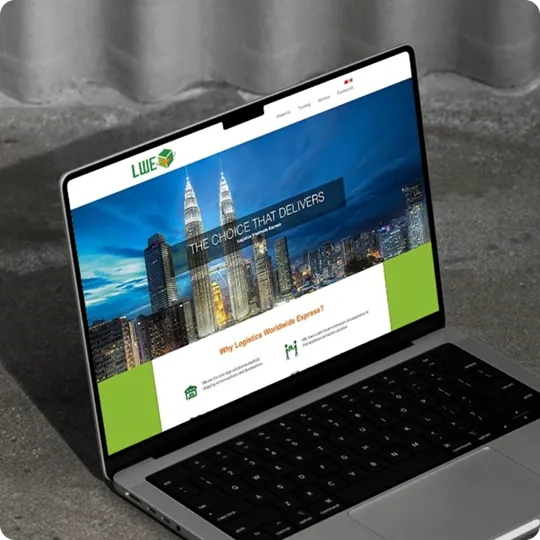LWE corporate website on a laptop, hosted and managed by O2O Digital